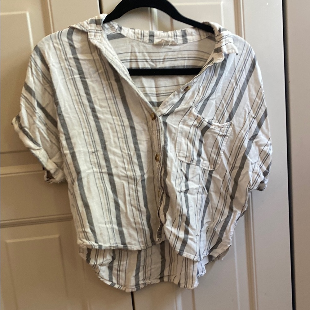 Aeropostale Black and White Striped Shirt